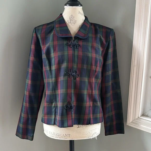 Vintage Miss Dorby dark plaid jacket EVC size 12 - Picture 2 of 12